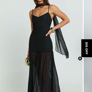 Showpo Black CALVIN MAXI DRESS size 4